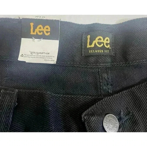 Lee Men's Relaxed Fit Straight Leg Jeans 100% Cotton 35W x 34L Double Black - Picture 3 of 4